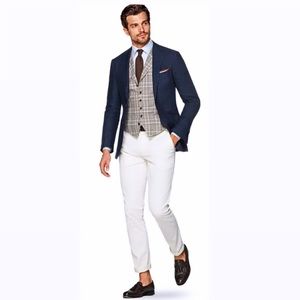 SUIT SUPPLY *NEW* blazer Navy Havana Half Lined Suit Jacket - PURE LINEN